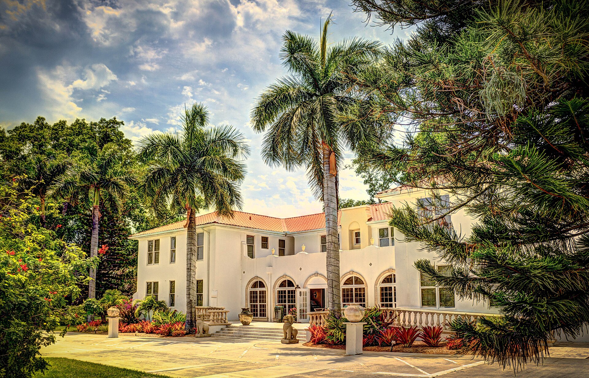 Shangri-La Springs surrounded by palms and tropical gardens in Bonita Springs, Florida